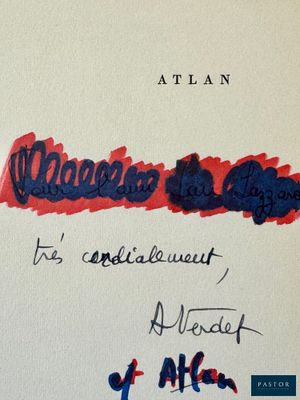 la couverture d'un livre avec un titre écrit à la main et l'image d'une flèche rouge et bleue