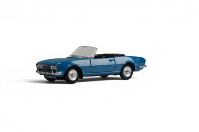 the toy car is blue and has a white top