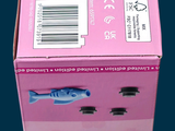 a pink box that has a piece of paper in it