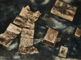 une peinture représentant une paire de chaussettes posée par terre