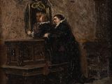 an image of a painting of a man and a woman in front of a mirror