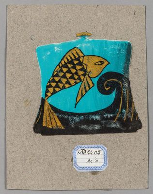 dessin représentant un poisson rouge sur fond bleu, réalisé sur une feuille de papier
