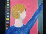 un tableau représentant un homme avec une auréole au-dessus de la tête