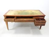 an image of a wooden desk with two drawers and a glass top
