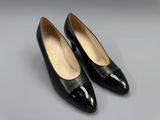 chanel black patent pointed toe pumps