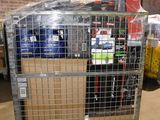 a large metal cage with a bunch of items in it