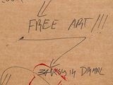 a cardboard box with a drawing on it with writing on it