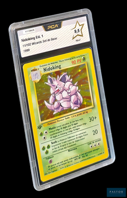 un gros plan d'une carte Pokémon avec une étoile en arrière-plan
