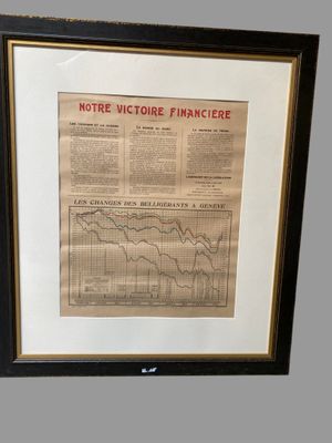 Un vieux journal est accroché au mur dans un cadre noir.