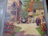 a picture of a poster on a table in front of a house
