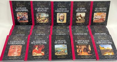 six books in a row on a white surface