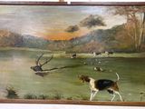une photo d'un tableau représentant un chien dans un champ