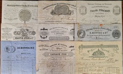 several old paper notes are stacked on top of each other