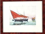 a picture of a painting of a sailboat in the water
