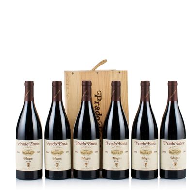 six bottles of red wine in a wooden box