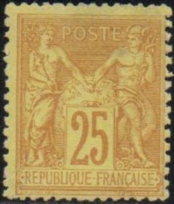 a postage stamp with the number 25 on it