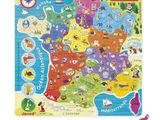 the map of france is shown in a colorful puzzle board