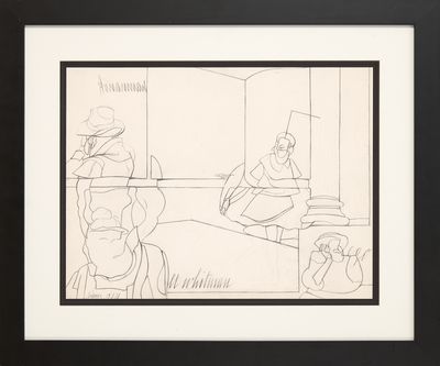 an image of a black and white drawing of a man and a woman