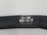 a close up of a black belt with a white label on it