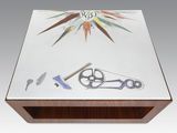 a picture of a table with a drawing on it