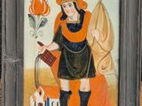 an image of a painting of a woman holding a bag