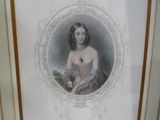 peinture d'une femme en robe rose dans un cadre blanc