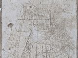 une image représentant un dessin d'une carte sur un mur de pierre
