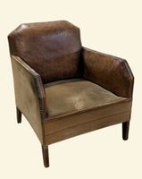 Bergère ou fauteuil Club en cuir naturel couleur caramel ou …