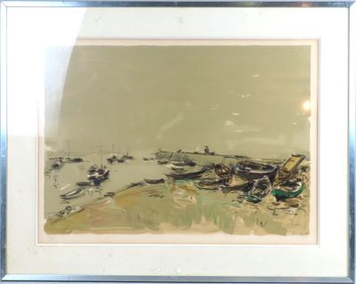 une image d'une peinture de bateaux sur l'eau