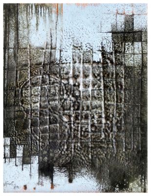 an image of a black and white painting of a building