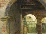 une image représentant une peinture d'une arcade dans un bâtiment en briques