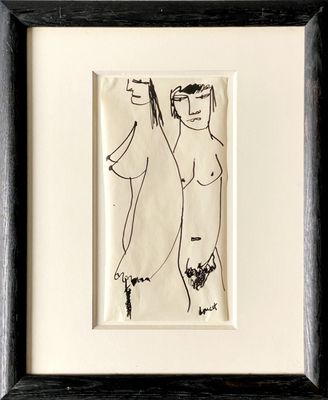 Jacques Doucet - Le couple Dessin à l'encre sur papier, sign…