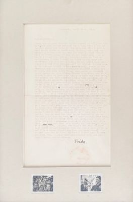 a framed photograph of a letter from president person to his wife, person