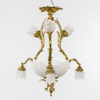 Lustre à trois branches, style Louis XV, en bronze doré et v… (photo 3)