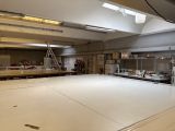 a large white floor in the middle of a room