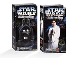 two star wars action figures are shown in a box