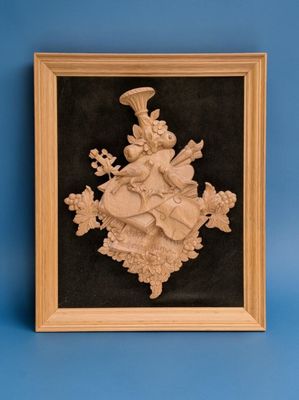 an image of a framed picture of a woman with a hat and flowers