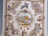an image of a square scarf with a picture of a horse and carriage