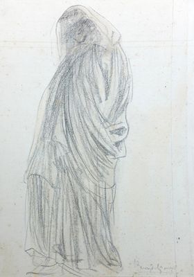 Henri de GROUX (1866-1930), "Femme drapée", étude au crayon …