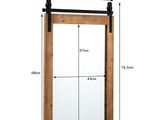 les dimensions d'une porte coulissante sur laquelle est fixé un miroir