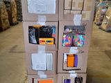 a cart with many boxes on it in a warehouse