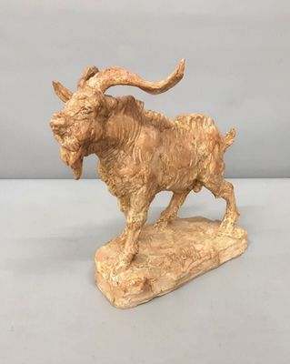 BALAY (né en 1971). "Bouc". Sculpture en terre cuite.