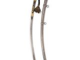 a pair of swords with a wooden handle and a metal handle