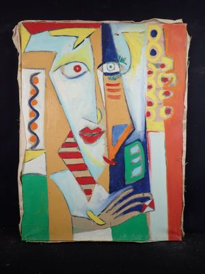 une image représentant un tableau d'un homme portant un chapeau et une cravate