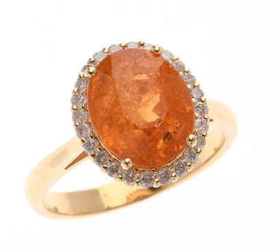 BAGUE en or jaune 750 °/°° ornée d'un grenat spessartite de …