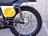 a motorcycle that is parked on the side of the street