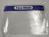 a close up of a plastic bag with a face shield sticker on it