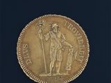 une image représentant une pièce d'or sur laquelle figure un homme tenant un drapeau