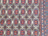 an antique persian rug with a blue and red design
