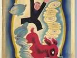 an old french poster of a man on a red dog with money